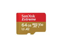 SanDisk Extreme - Flash-minneskort - 64 GB - A2 / Video Class V30 / UHS-I U3 / Class10 - mikroSDXC UHS-I SDSQXAH-064G-GN6GN