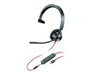 HP Poly Blackwire 3315-M - Blackwire 3300 series - headset - på örat - kabelansluten - 3,5 mm kontakt, USB-C - svart - Certifierad för Microsoft-teams 76J15AA