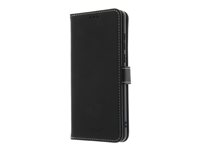 Insmat - Vikbart fodral för mobiltelefon - genuint läder, kartong+papper+aluminiumfolie, termoplastisk polyuretan (TPU), bomullssömmar - svart - för OnePlus 13 650-3311