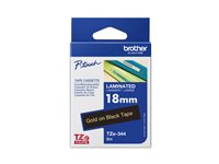Brother TZe-344 - Standardlim - guld på svart - Rulle (1,8 cm x 8 m) 1 kassett(er) bandlaminat - för Brother PT-D600, P750, P950; P-Touch PT-18, 3600, 9800, D450, D800, E500, E550, P750, P900 TZE344
