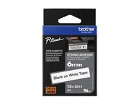 Brother TZe-S211 - Extra kraftigt självhäftande lim - svart på vitt - Rulle (0,6 cm x 8 m) 1 kassett(er) bandlaminat - för P-Touch PT-P900Wc TZES211