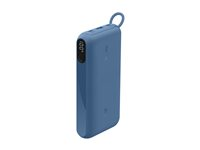 Belkin BoostCharge - Power bank - med display - 20000 mAh - 20 Watt - PD - 3 utdatakontakter (2 x USB-C, USB) - på kabel: USB-C - blå BPB028HQBL