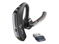 Poly Voyager 5200 - Voyager 5200 series - headset - inuti örat - montering över örat - Bluetooth - trådlös - USB-A via Bluetooth-adapter - svart - Certifierad för Microsoft-teams 7K2F3AA