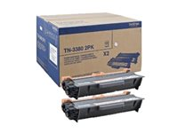 Brother TN3380 2PK - 2-pack - svart - original - tonerkassett - för Brother DCP-8250, HL-5450, 5470, 6180, MFC-8510, 8520, 8710, 8910, 8950 TN3380TWIN