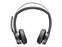 Poly Voyager Focus 2 UC - Headset - på örat - Bluetooth - trådlös, kabelansluten - aktiv brusradering - USB-A - med laddningsställ - Zoomcertifierad 213727-01