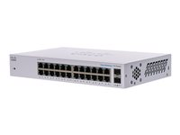 Cisco Business 110 Series 110-24T - Switch - ohanterad - 24 x 10/100/1000 + 2 x kombinations-Gigabit SFP - rackmonterbar, skrivbordsmodell, väggmonterbar CBS110-24T-EU