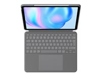 Logitech Combo Touch - Tangentbord och foliefodral - med pekdyna - bakgrundsbelyst - Apple Smart connector - QWERTY - USA, internationellt - oxford-grå - för Apple 11-inch iPad Air M2 Wi-Fi, M2 Wi-Fi + Cellular, M3 Wi-Fi, M3 Wi-Fi + Cellular 920-012636