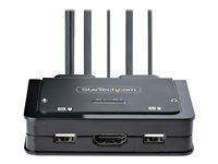 StarTech.com 2-Port Hybrid USB-C HDMI Cable KVM Switch, 4K 60Hz, Compact KVM with 6ft/1.8m USB-A/HDMI/Audio & 4ft/1.2m USB-C Integrated Host Cables, Bus Powered - Remote Push Button/Hotkey Switching (C2-H46-UAC-CBL-KVM) - Omkopplare för tangentbord/video/mus/ljud/USB - kompakt - 2 x KVM/ljud/USB - 1 lokal användare - skrivbordsmodell C2-H46-UAC-CBL-KVM