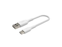 Belkin BoostCharge - USB-kabel - USB-C (hane) till USB (hane) - 15 cm - vit CAB002BT0MWH