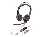 Poly Blackwire 5220 - Headset - på örat - kabelansluten - USB-C, 3,5 mm kontakt - svart - Certifierad för Skype for Buisness, Cisco Jabber-certifierad, Avaya-certifierad, Certifierad för Microsoft-teams, Zoomcertifierad, UC-certifierad, Works With Chromebook Certified 8X231A6