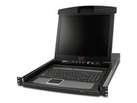 APC LCD Console - KVM-konsol med omkopplare för tangentbord/video/mus - 8 portar - PS/2 - 17" - kan monteras i rack - VGA - svart - 1U - för P/N: SMTL2K2RM2UCLNC, SMTL3KRM2UCLNC, SMX2KR2UX145, SMX3KR2UNCX145, SMX750CUS AP5808