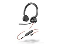 HP Poly Blackwire 3325 - Blackwire 3300 series - headset - på örat - kabelansluten - 3,5 mm kontakt, USB-C - svart - Certifierad för Microsoft-teams 76J23AA