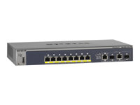 NETGEAR M4100-D10-PoE - Switch - L2+ - Administrerad - 8 x 10/100 (PoE) + 2 x 10/100/1000 + 2 x kombinations-SFP - skrivbordsmodell, väggmonterbar - PoE FSM5210P-100NES