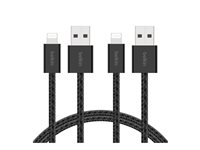 Belkin BoostCharge - Lightning-kabel - USB typ A hane till Lightning hane - 1.5 m - svart - flätad kabel (paket om 2) BBD012HQ05BK2PK