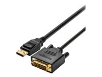Kensington DisplayPort 1.1 (M) to DVI-D (M) Passive Cable, 6ft - Adapterkabel - DisplayPort (hane) till DVI-D (hane) - DisplayPort 1.1 - 1.83 m - passiv, tumskruvar, stöd för 1080p - svart K33023WW