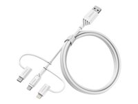 OtterBox Standard - USB-kabel - USB (hane) till mikro-USB typ B, Lightning, USB-C (hane) - USB 2.0 - 3 A - 1 m - molndrömfärgad vit 78-52686